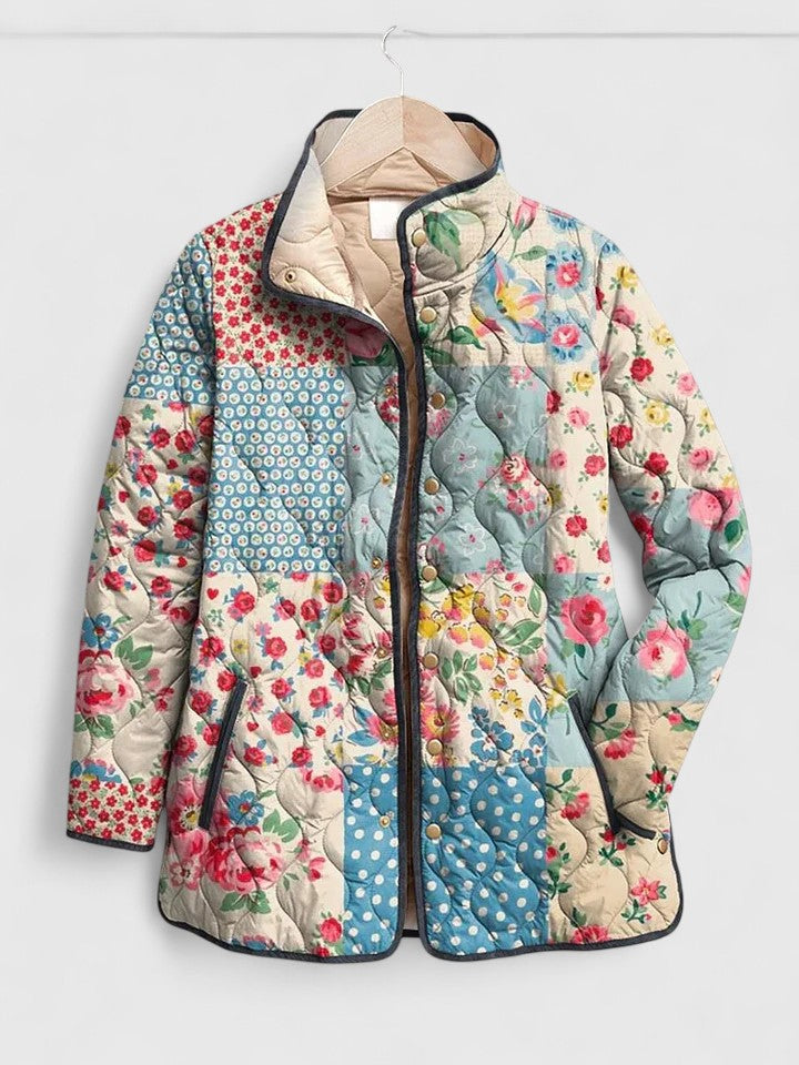 Floral Patchwork Quilted Jacket in Multicolour — VerolynBoutique