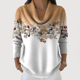 Verolyn floral cotton turtleneck jumper in camel