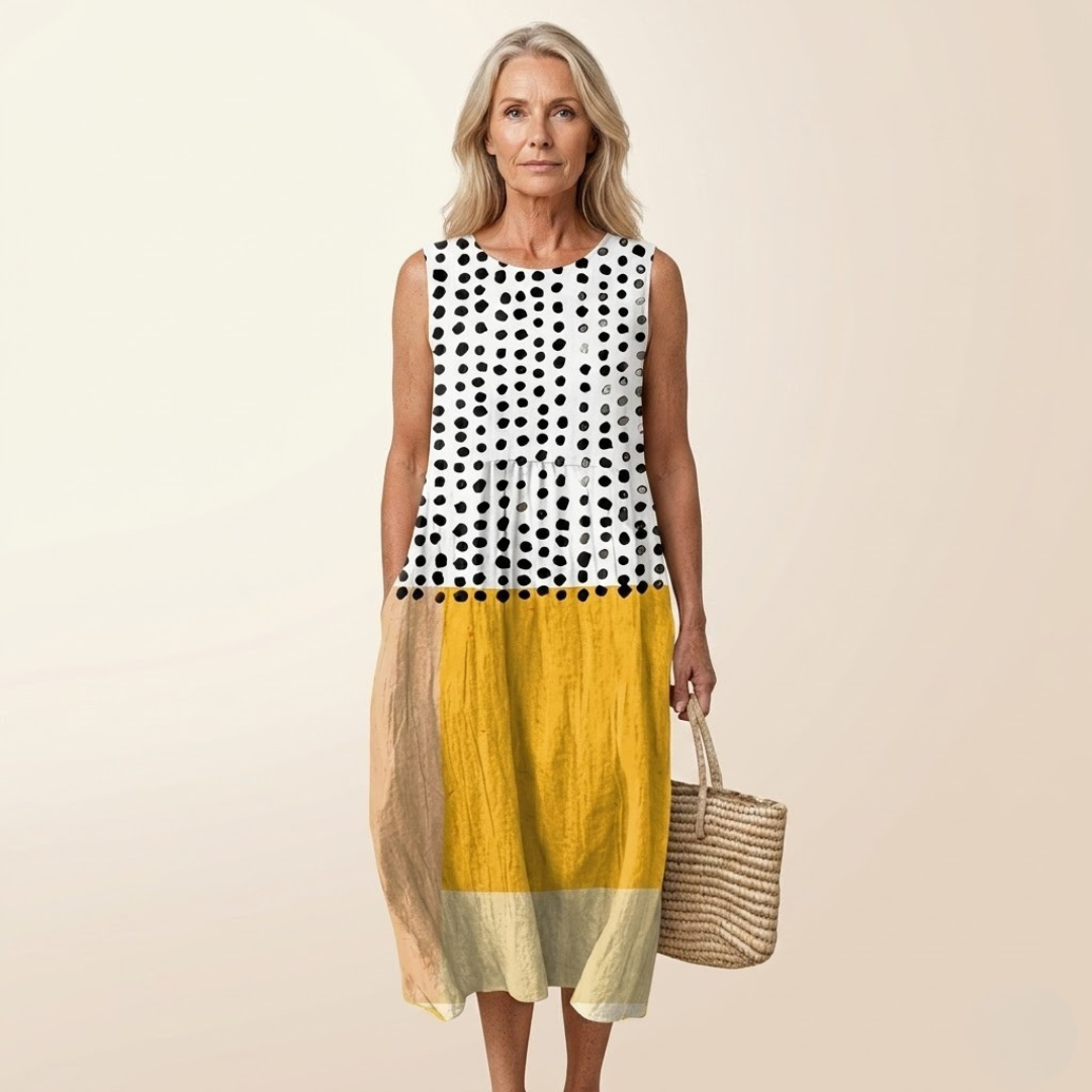 Sleeveless Colour Block Midi Dress in Multicolour — VerolynBoutique