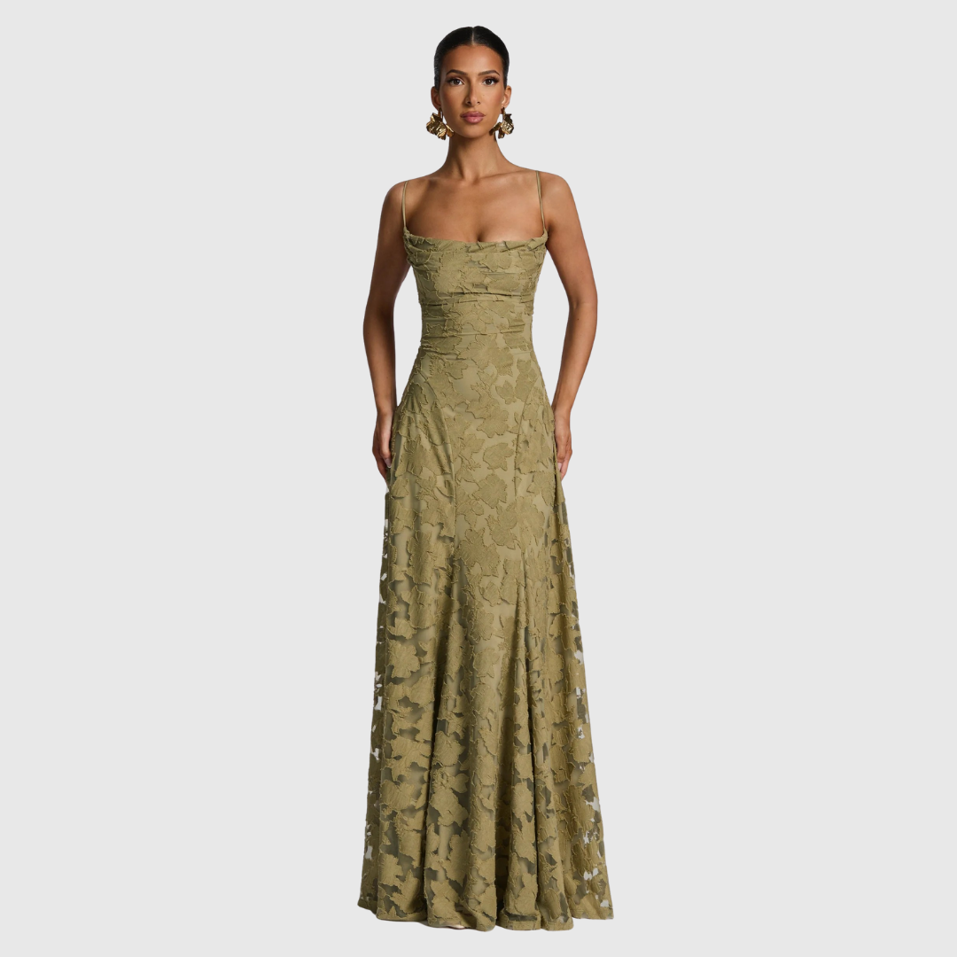 Open Back Lace Maxi Dress in Sage — VerolynBoutique