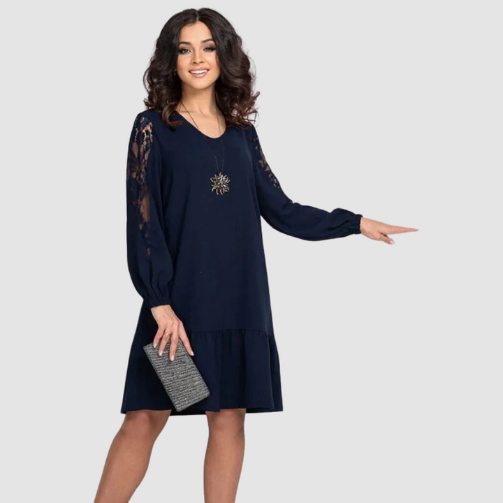 Verolyn - Lace Sleeve Midi Dress