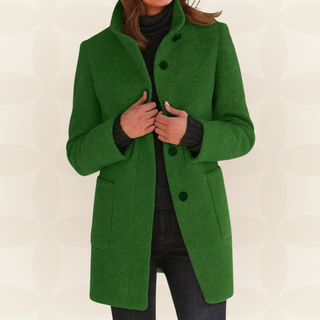 High Collar Wool Blend Coat in Green — VerolynBoutique