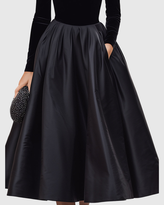 Verolyn - Velvet and Satin Midi Dress