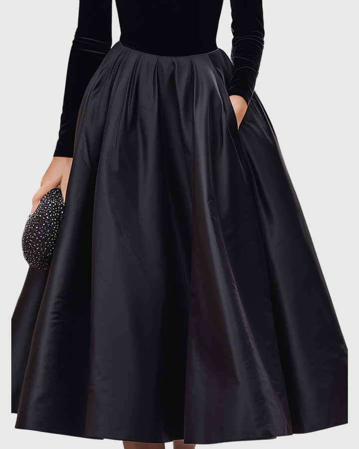 Verolyn - Velvet and Satin Midi Dress