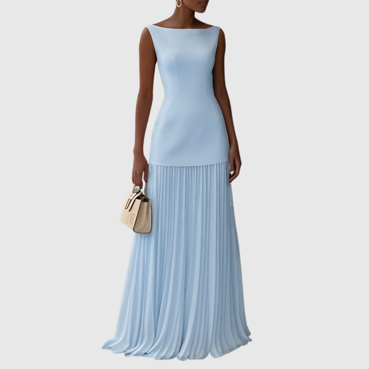 Sleeveless Pleated Maxi Dress in Blue — VerolynBoutique