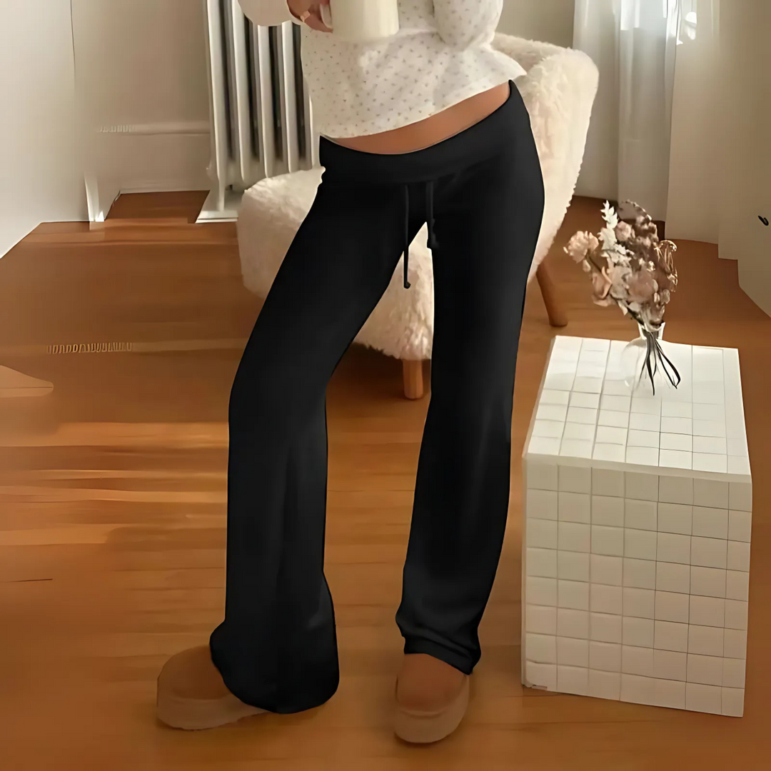 Drawstring Straight Leg Lounge Trousers in Black — VerolynBoutique