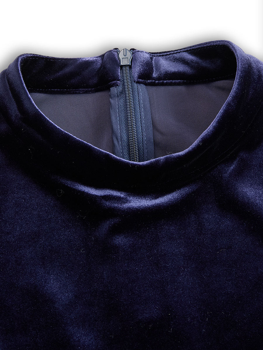 Verolyn - Navy Velvet Midi Dress