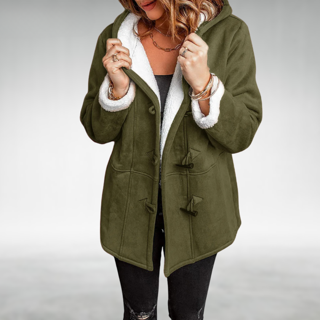 Toggle Front Fleece-Lined Coat in Green — VerolynBoutique