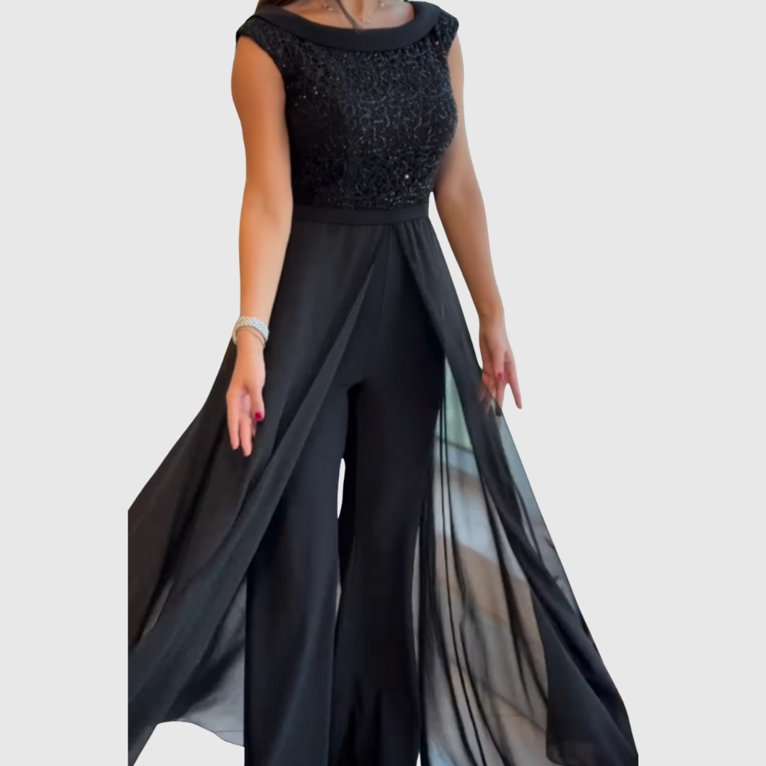 Embellished Sleeveless Wide-Leg Jumpsuit in Black — VerolynBoutique