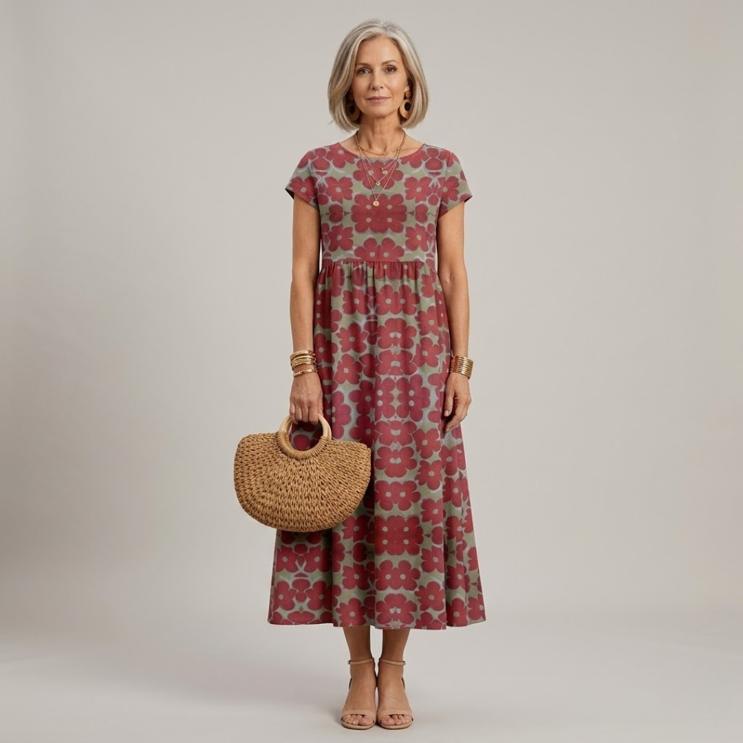 Floral Pocket Midi Dress in Red — VerolynBoutique