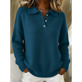 Verolyn soft polo collar jumper in teal blue