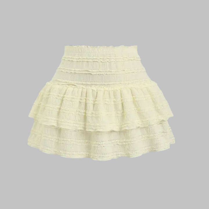Layered Ruffle Hem Skort in Beige — VerolynBoutique