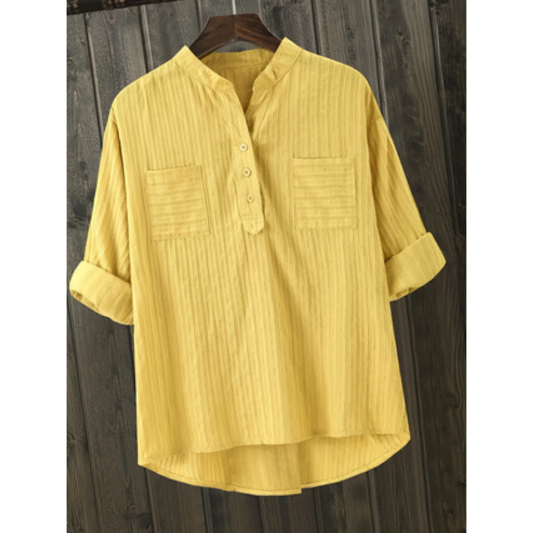 Chest Pocket Textured Blouse in Yellow — VerolynBoutique