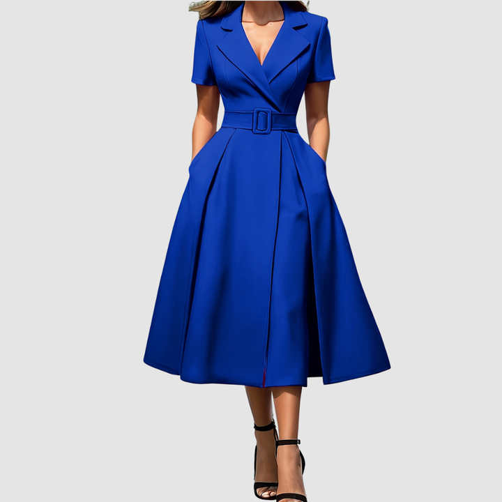 Verolyn - Lapel Collar A-Line Dress