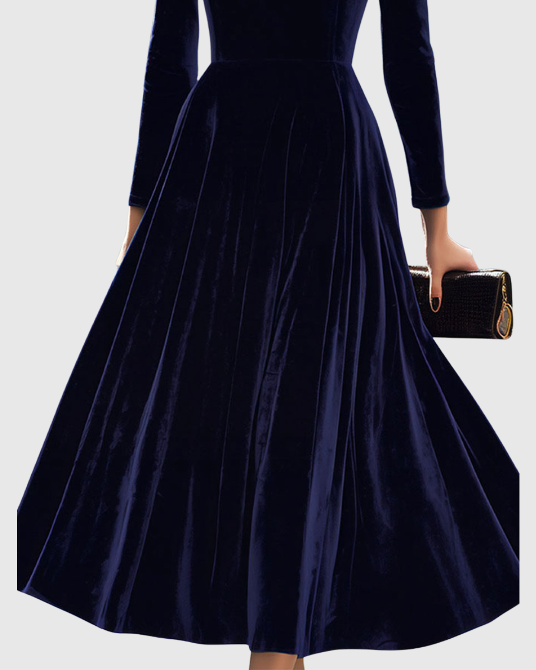 Verolyn - Navy Velvet Midi Dress