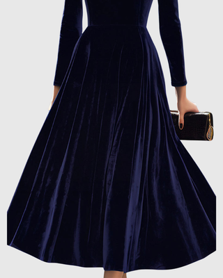 Verolyn - Navy Velvet Midi Dress
