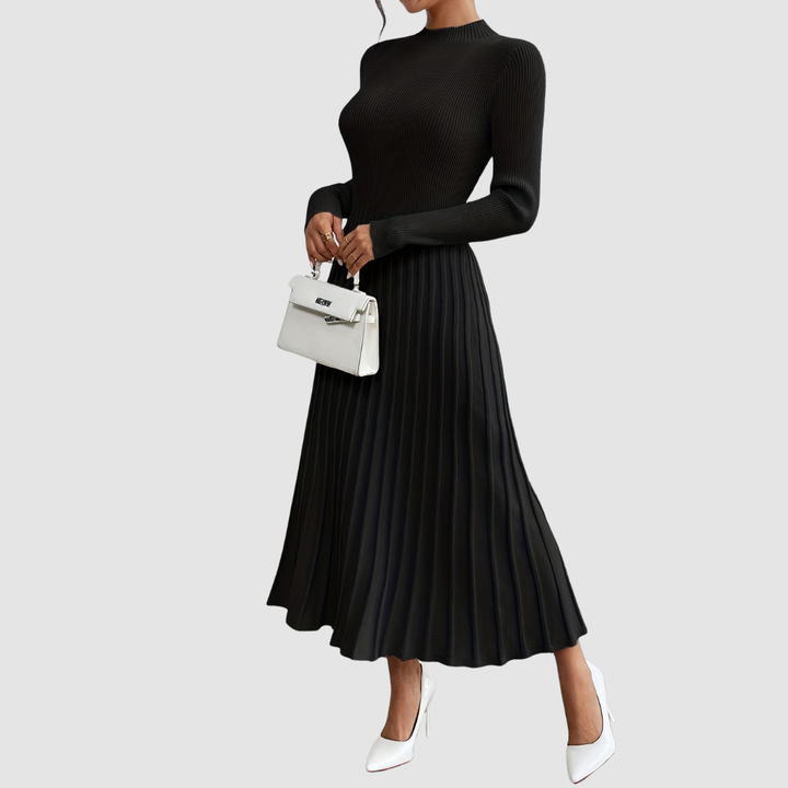 Verolyn - Ribbed High Neck Maxi Dress