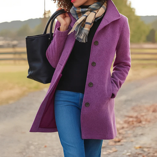Single-Breasted Straight Coat in Purple — VerolynBoutique