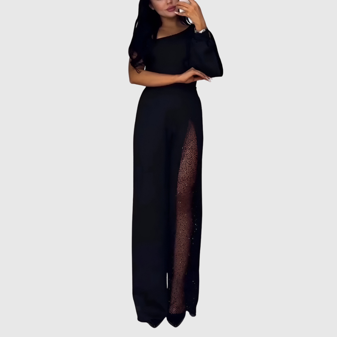 One-Shoulder Wide-Leg Jumpsuit in Black — VerolynBoutique