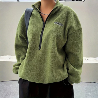 Verolyn - Fuzzy Half Zip Sweatshirt