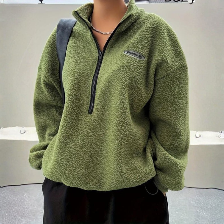 Verolyn - Fuzzy Half Zip Sweatshirt