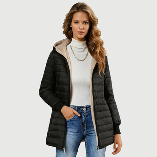 Slim Quilted Plush-Lined Jacket in Black — VerolynBoutique