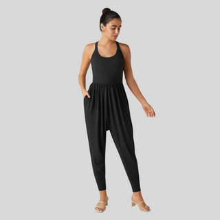 Backless U-Neck Lounge Jumpsuit in Black — VerolynBoutique