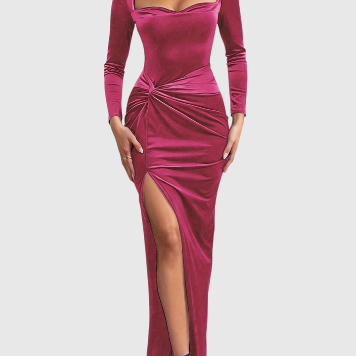 Velvet Square Neck Mermaid Gown in Navy — VerolynBoutique