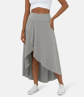 Asymmetric High-Low Midi Skirt in Grey — VerolynBoutique