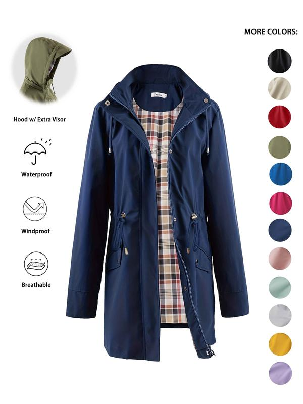 Verolyn drawstring waist waterproof rain jacket in navy