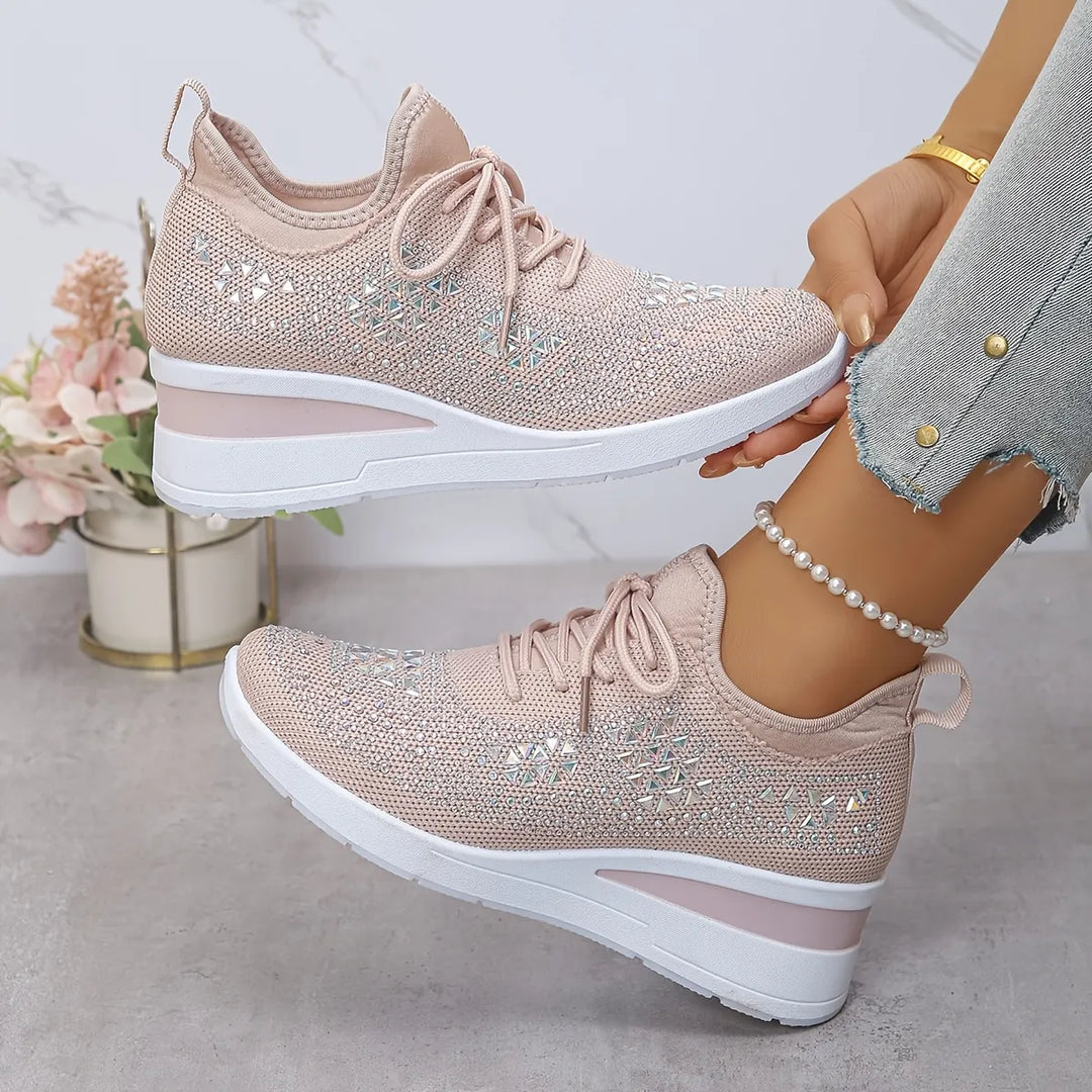 Crystal Knit Trainers in Pink — VerolynBoutique