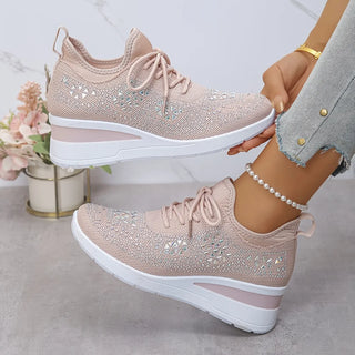 Crystal Knit Trainers in Pink — VerolynBoutique