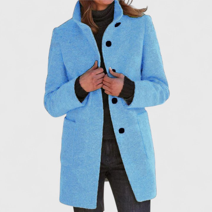 Straight-Cut Mid-Length Coat in Sky Blue — VerolynBoutique