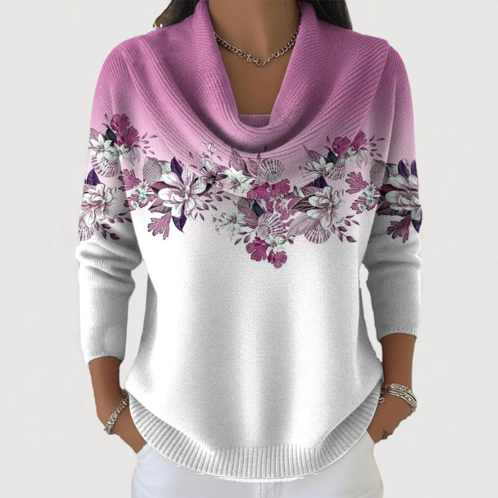 Verolyn floral cotton turtleneck jumper in lilac