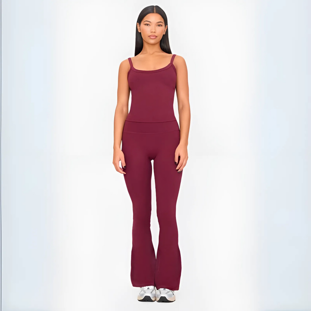 Cami and Flare Trouser Set in Burgundy — VerolynBoutique