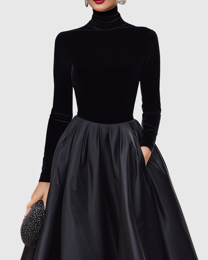 Verolyn - Velvet and Satin Midi Dress
