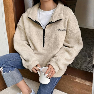 Verolyn - Fuzzy Half Zip Sweatshirt