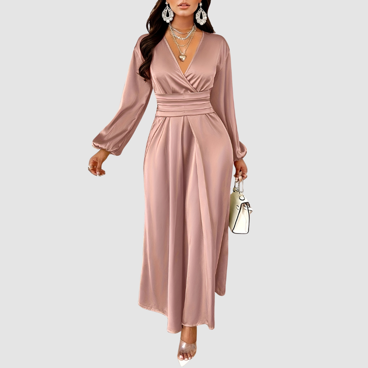 Verolyn - Pleated Satin Maxi Dress
