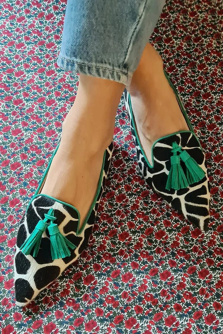 Animal Print Tassel Loafers in Green — VerolynBoutique