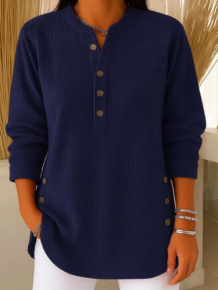 Verolyn henley button tunic jumper in navy