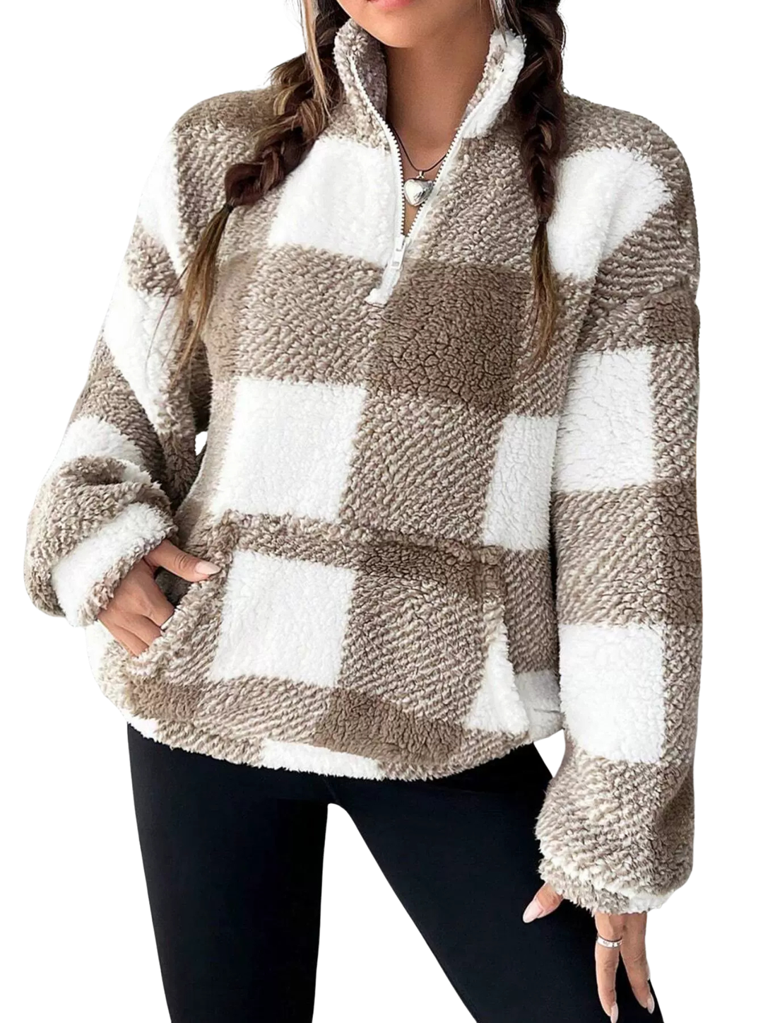Verolyn - Plaid Half Zip Pullover