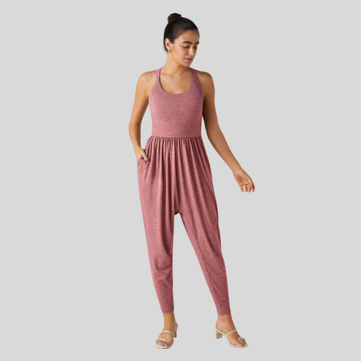 Backless U-Neck Lounge Jumpsuit in Red — VerolynBoutique