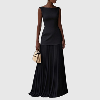 Sleeveless Pleated Maxi Dress in Black — VerolynBoutique