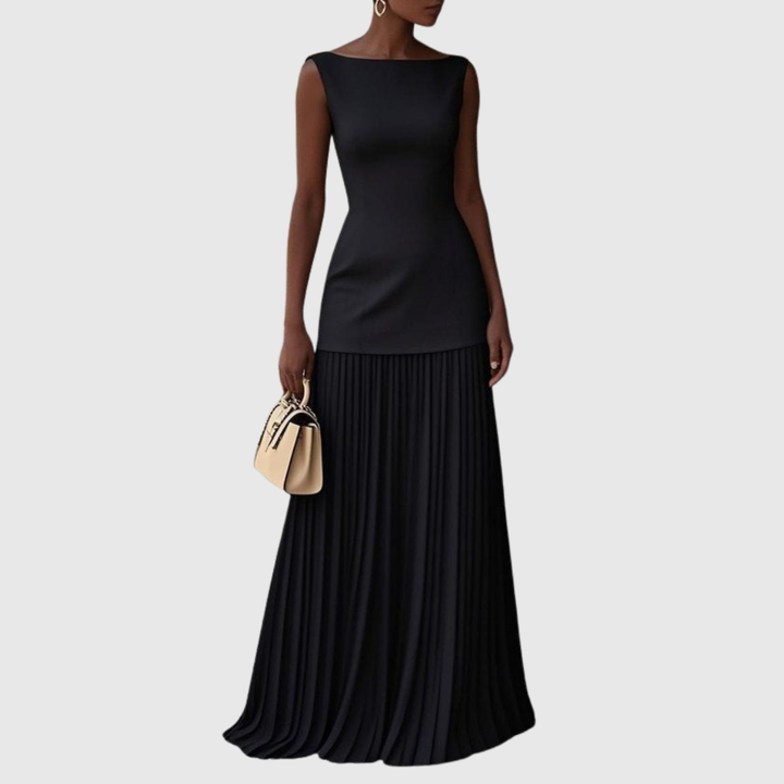 Sleeveless Pleated Maxi Dress in Black — VerolynBoutique