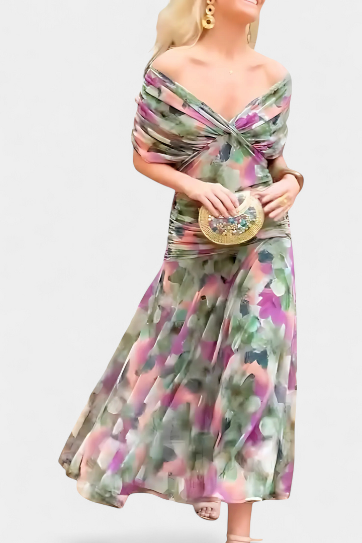 Verolyn - Flowing Floral V-Neck Dress