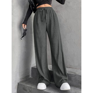 Textured Wide Leg Lounge Trousers in Grey — VerolynBoutique