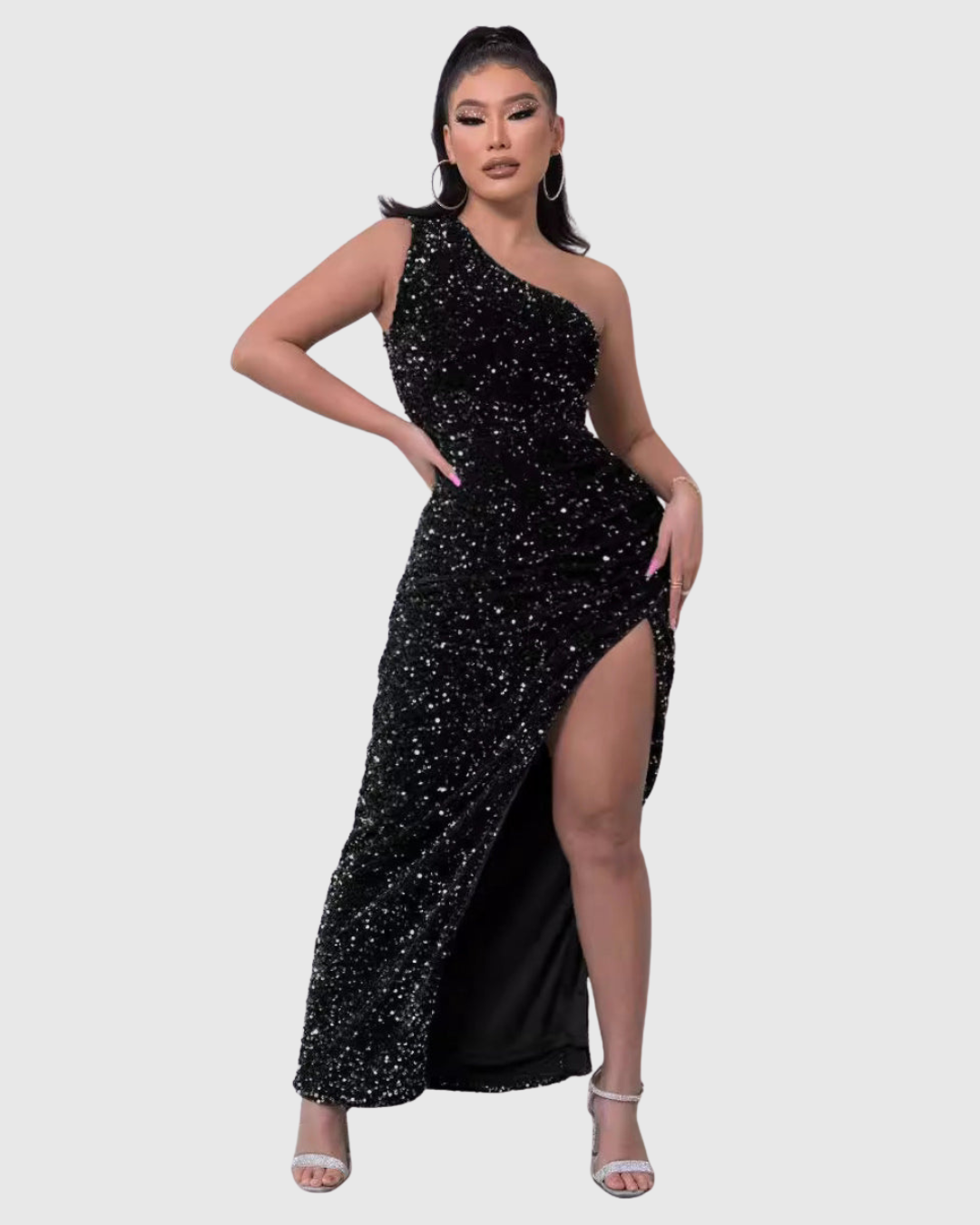 Verolyn - One-Shoulder Sequin Evening Gown