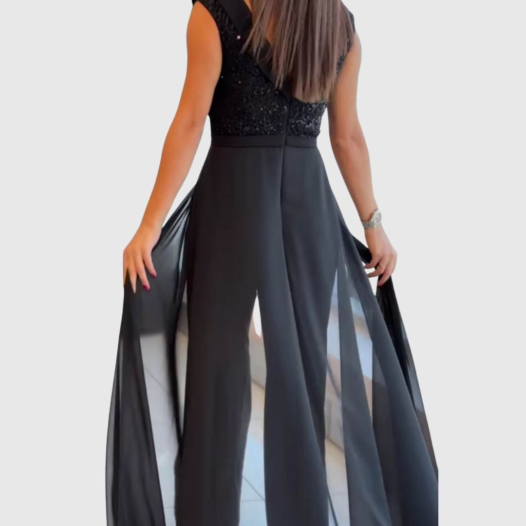 Embellished Sleeveless Wide-Leg Jumpsuit in Black — VerolynBoutique