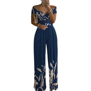 Verolyn - Floral Off-Shoulder Wrap Jumpsuit