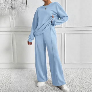 Sweatshirt and Wide-Leg Trouser Set in Sky Blue — VerolynBoutique